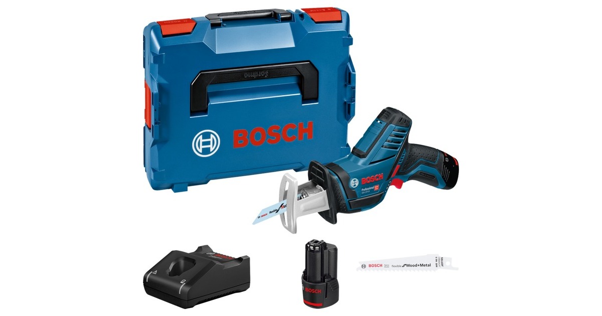 L-BOXX Professional, Professional in 3,0Ah, 2x GSA Akku 12V-14 Bosch 12Volt Akku-Säbelsäge blau/schwarz, Li-Ionen