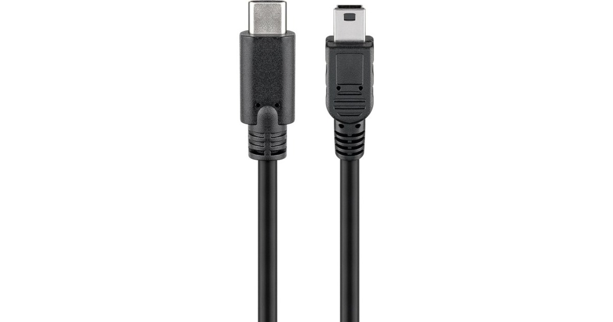 goobay USB 2.0 Kabel, USB-C Mini-USB schwarz, Adapter > Stecker 50cm Stecker