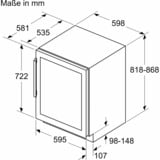 Bosch KUW21AHG0 Serie 6, Weinkühlschrank schwarz, 2 Temperaturzonen