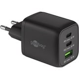 goobay USB-C Schnellladegerät Nano, PD, GaN, 65 Watt schwarz, 1x USB-A, 2x USB-C PD, Charge 3.0