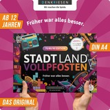 Denkriesen Stadt Land Vollpfosten - 70/80/90 Edition, Partyspiel A4-Spielblock