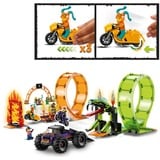 LEGO 60339 City Stuntz Stuntshow-Doppellooping Set, Konstruktionsspielzeug Inkl. Rampe, Monstertruck, 2x Motorrad und 7 Minifiguren