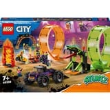 LEGO 60339 City Stuntz Stuntshow-Doppellooping Set, Konstruktionsspielzeug Inkl. Rampe, Monstertruck, 2x Motorrad und 7 Minifiguren