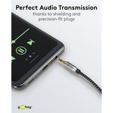 goobay Plus Audio Verbindungskabel AUX 3,5mm stereo schwarz/silber, 3 Meter