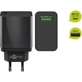 goobay USB Schnellladegerät QC3.0 (18W) schwarz schwarz, Quick Charge (QC3.0)