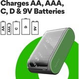 GP Batteries USB Akkuladegerät RECYKO B631 Universell schwarz/grün, für AA, AAA, C, D und 9V-Block