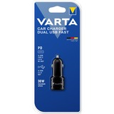 VARTA Car Charger Dual USB Fast, Ladegerät schwarz, mit USB Type C Power Delivery