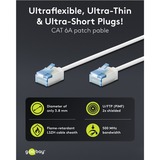 goobay Ultraflexibles Cat.6a Patchkabel slim, U/UTP weiß, 10 Meter, extrakurze Stecker