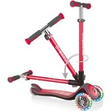 GLOBBER Elite Deluxe mit Leuchtrollen, Scooter rot