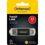 Intenso Twist Line 32 GB, USB-Stick anthrazit/transparent, USB-A 3.2 Gen 1, USB-C 3.2 Gen 1