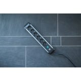 Brennenstuhl Premium-Alu-Line Steckdosenleiste 6-fach schwarz/silber, 3 Meter, mit Sicherheitsschalter