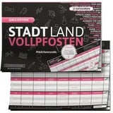 Denkriesen Stadt Land Vollpfosten - Girls Edition, Partyspiel A4-Spielblock