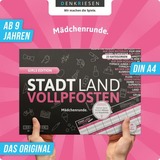 Denkriesen Stadt Land Vollpfosten - Girls Edition, Partyspiel A4-Spielblock