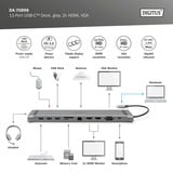 Digitus 11 Port USB-C Dockingstation silber, USB, VGA, HDMI, RJ45