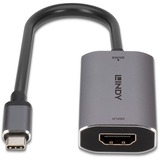 Lindy USB Konverter 8K60, USB-C Stecker > HDMI Buchse silber/grau, 11cm