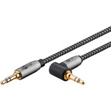 goobay Plus Audio Verbindungskabel AUX 3,5mm stereo, 90° schwarz/silber, 0,5 Meter, abgewinkelt