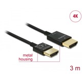 DeLOCK Kabel HMDI A Stecker > HDMI A Stecker High Speed 3D 4K Aktiv Slim schwarz, 3 Meter