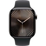 Apple Watch Series 10, Smartwatch schiefer, Titangehäuse, 46 mm, Sportarmband schwarz S/M, Cellular