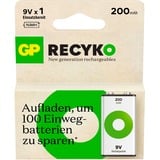 GP Batteries NiMH-Akku GP RECYKO 2R8H C1, 200mAh 9Volt 1 Stück, vorgeladen (Ready To Use)