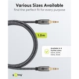 goobay Plus Audio Verbindungskabel AUX 3,5mm stereo schwarz/silber, 1 Meter