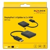 DeLOCK DisplayPort Splitter 1.4 > 2x HDMI MST schwarz, 20cm Kabel