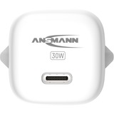 Ansmann Home Charger HC130PD-mini, 30 Watt, Ladegerät weiß, 1x USB-C, GaN, PowerDelivery, Multisafe-Technologie