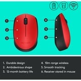 Logitech M171 Wireless, Maus rot, 3 Tasten, für Links- und Rechtshänder, kompatibel mit PC/Mac