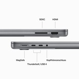 Apple MacBook Pro (14") 2023 CTO, Notebook grau, M3 10-Core GPU, MacOS, Amerikanisch, 36 cm (14.2 Zoll) & 120 Hz Display, 2 TB SSD