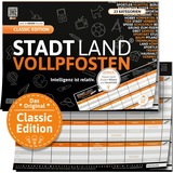 Denkriesen Stadt Land Vollpfosten - Classic Edition, Partyspiel A4-Spielblock