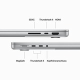 Apple MacBook Pro (14") 2023 CTO, Notebook silber, M3 Pro 14-Core GPU, MacOS, Arabisch, 36 cm (14.2 Zoll) & 120 Hz Display, 1 TB SSD