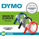 Dymo ORIGINAL Vinyl selbstklebende Prägebänder, Schriftband 3er Blister, weißer Druck auf farbigem Untergrund, S0847750