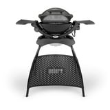 Weber Elektrogrill Q 1400 mit Stand, Dark Grey schwarz/grau, 2.200 Watt, mit Seitentischen