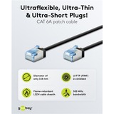 goobay Ultraflexibles Cat.6a Patchkabel slim, U/FTP schwarz, 10 Meter, extrakurze Stecker