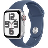 Apple Watch SE, Smartwatch silber, Aluminium, 40 mm, Sportarmband Denim M/L, Cellular