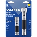 VARTA Brite Essential Twin Pack F10 & F20, Taschenlampe silber/schwarz, zwei Taschenlampen