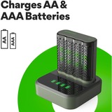 GP Batteries USB Akkuladegerät M452, 4 Ladeslots, inkl. Docking Station D451 grau, inkl. 4x GP Akkus AA 2.600mAh