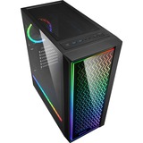 Sharkoon RGB LIT 200, Tower-Gehäuse schwarz, Front und Seitenteil aus gehärtetem Glas