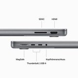 Apple MacBook Pro (14) 2023 CTO, Notebook grau, M3 10-Core GPU, MacOS, Englisch International, 36 cm (14.2 Zoll) & 120 Hz Display, 512 GB SSD