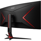 AOC CU34G2XE/BK, Gaming-Monitor 86 cm (34 Zoll), schwarz (matt)/rot, UWQHD, VA, Curved, 144Hz Panel