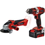 Einhell Werkzeug-Set TE-TK 18/2 Li Kit rot/schwarz, Akku-Bohrschrauber und Akku-Winkelschleifer, Li-Ion-Akku 4,0Ah