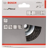 Bosch Kegelbürste Clean for Metal, Ø 115mm, gewellt 0,3mm Stahldraht, M14, für Winkelschleifer