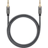 goobay Plus Audio Verbindungskabel AUX 3,5mm stereo schwarz/silber, 2 Meter