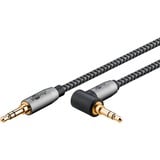 goobay Plus Audio Verbindungskabel AUX 3,5mm stereo, 90° schwarz/silber, 5 Meter, abgewinkelt