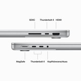 Apple  MacBook Pro (14") 2023 CTO, Notebook silber, M3 Pro 14-Core GPU, MacOS, Deutsch, 36 cm (14.2 Zoll) & 120 Hz Display, 1 TB SSD