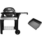 Weber Elektrogrill Bundle Pulse 2000 mit Wagen und Gusseisen-Grillplatte schwarz/silber, 2.200 Watt