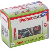 fischer Dübel DUOPOWER 6x30 S LD hellgrau/rot, 50 Stück, mit Schraube