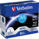 Verbatim BD-R M-Disc 100 GB, Blu-ray-Rohlinge 4-fach, 5 Stück