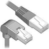 DeLOCK Patchkabel RJ-45 Cat.6a S/FTP grau, 1 Meter, 1x gerader, 1x unten gewinkelter Stecker