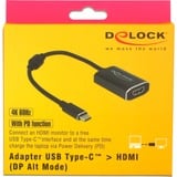 DeLOCK USB Adapter, USB-C Stecker > HDMI 4K Buchse dunkelgrau, 20cm, PD, Laden mit bis zu 60 Watt