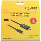 DeLOCK USB Adapterkabel, USB-C Stecker > HDMI 4K Stecker schwarz, 2 Meter